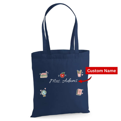 Personalised teacher school stationery custom name Tote Bag