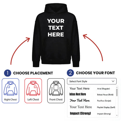 Personalised text fonts and custom layout Oversized Hoodie