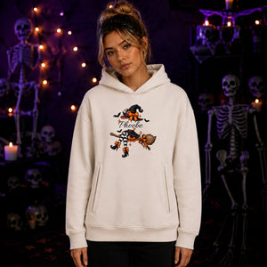 Personalised witch broom name Halloween Oversized Hoodie