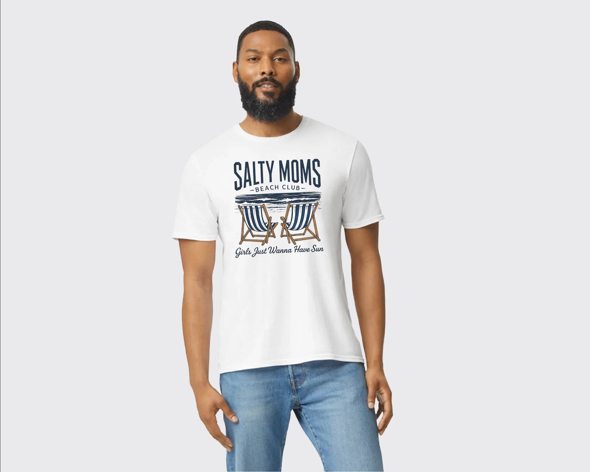 Salty Moms Beach Club Tee, Just Wanna Have Sun Summer Shirt For Women, Cute Summer Vibes Vacation Graphic T-Shirt M8440
