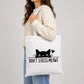 Playful don't stress meowt cat quote print cotton Tote Bag