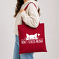 Playful don't stress meowt cat quote print cotton Tote Bag