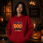 Playful ghost crew design spooky season Halloween hoodie
