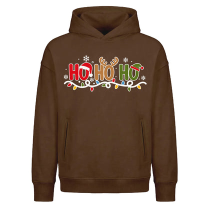 Playful Santa Antlers Ho Ho Ho Christmas Oversized Hoodie