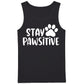 Playful Stay Pawsitive Dog Paw Print Slogan Men Tank Top