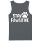 Playful Stay Pawsitive Dog Paw Print Slogan Men Tank Top
