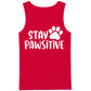 Playful Stay Pawsitive Dog Paw Print Slogan Men Tank Top
