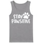 Playful Stay Pawsitive Dog Paw Print Slogan Men Tank Top