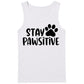 Playful Stay Pawsitive Dog Paw Print Slogan Men Tank Top
