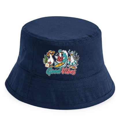 Playful Surfing Ducks Good Vibes Graphic Summer Kids Hat