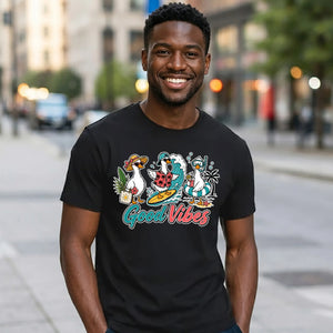 Playful Surfing Ducks Good Vibes Summer Unisex T-Shirt