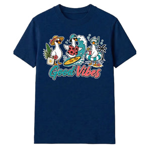 Playful Surfing Ducks Good Vibes Summer Unisex T-Shirt
