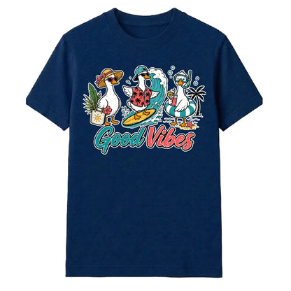 Playful Surfing Ducks Good Vibes Summer Unisex T-Shirt