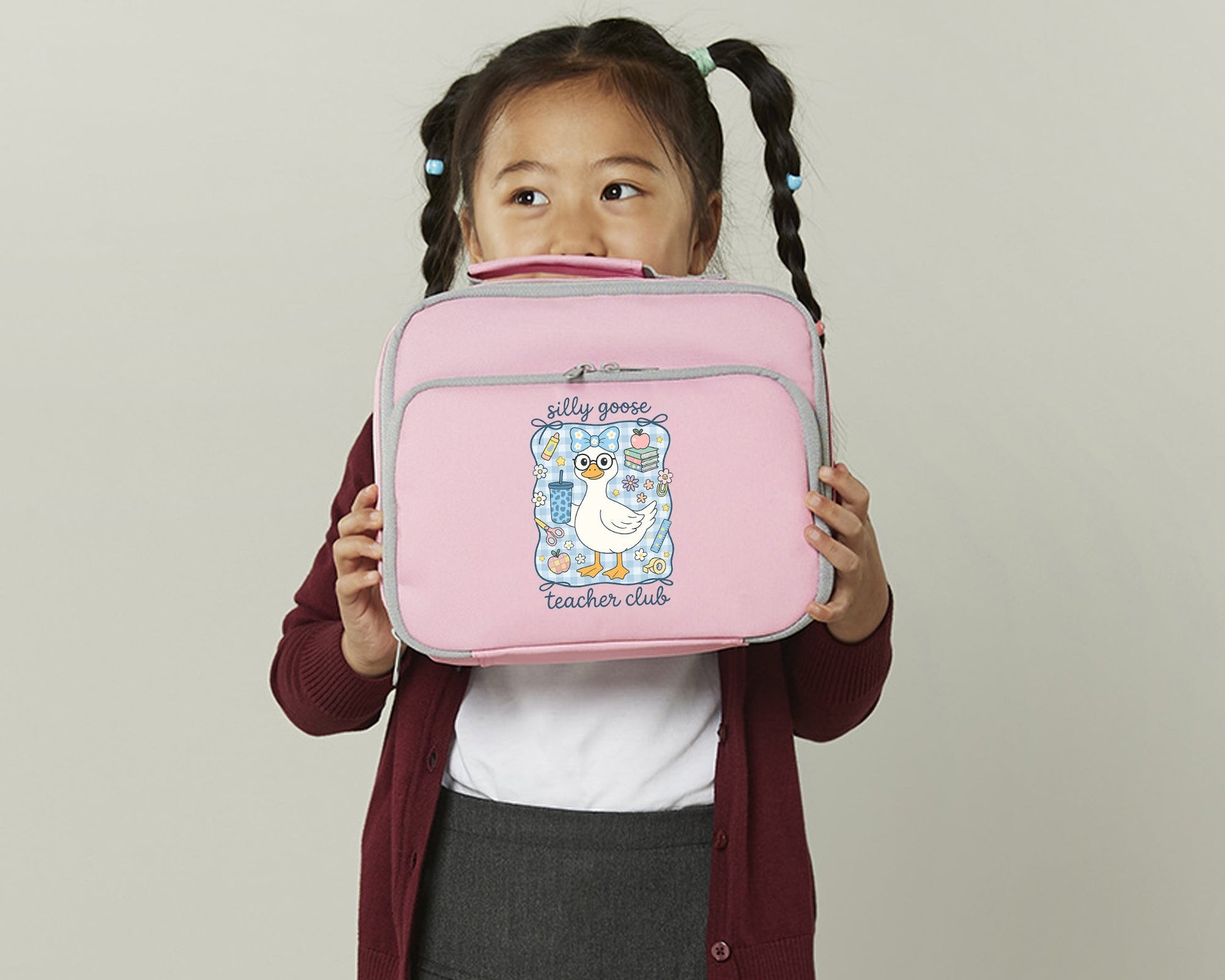 Back To School Lunch Bag, Silly Goose Teacher Club Duck Printed Design Lunch Box, Keeps Lunch Fresh, Cool & Stylish M8479