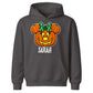 Polka dot bow pumpkin face custom name Halloween Kids Hoodie