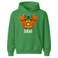 Polka dot bow pumpkin face custom name Halloween Kids Hoodie