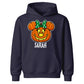 Polka dot bow pumpkin face custom name Halloween Kids Hoodie