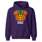 Polka dot bow pumpkin face custom name Halloween Kids Hoodie