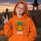 Polka dot bow pumpkin face custom name Halloween Kids Hoodie