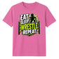 Powerful Eat Sleep Wrestle Repeat Tee Wrestling unisex t-shirt