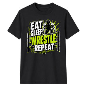 Powerful Eat Sleep Wrestle Repeat Tee Wrestling unisex t-shirt
