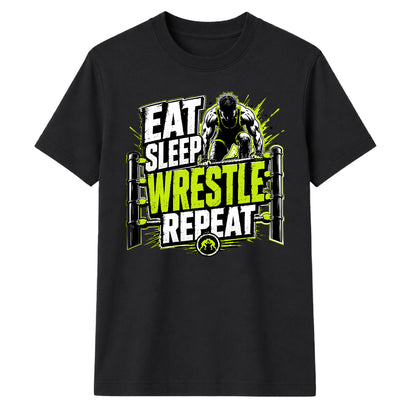 Powerful Eat Sleep Wrestle Repeat Tee Wrestling unisex t-shirt