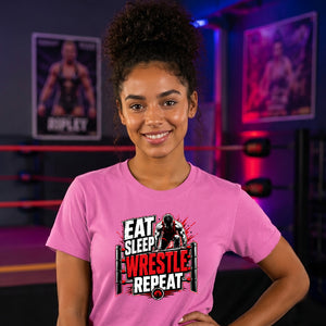 Powerful Eat Sleep Wrestle Repeat Tee Wrestling unisex t-shirt
