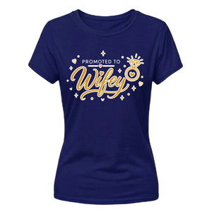 Promoted To Wifey Diamond Ring Graphic Bride Ladies T-Shirt