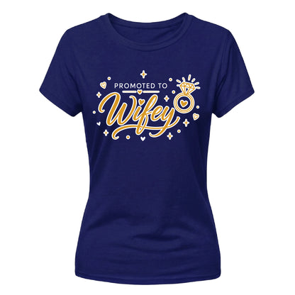 Promoted To Wifey Diamond Ring Graphic Bride Ladies T-Shirt