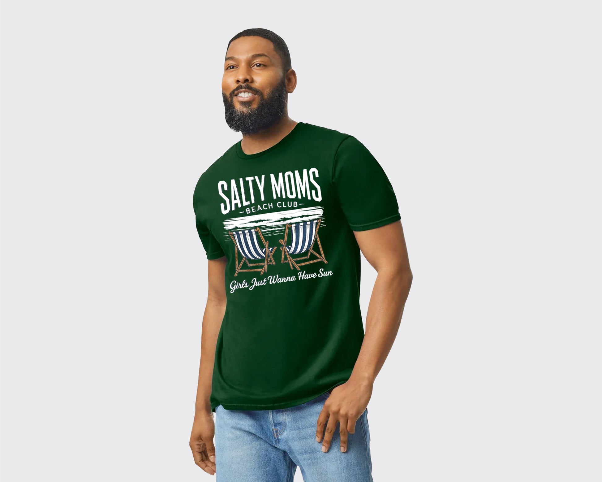 Salty Moms Beach Club Tee, Just Wanna Have Sun Summer Shirt For Women, Cute Summer Vibes Vacation Graphic T-Shirt M8440