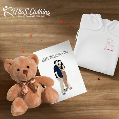 Couple Line Art Personalised Printed Gift Bundle with Hoodie For Her