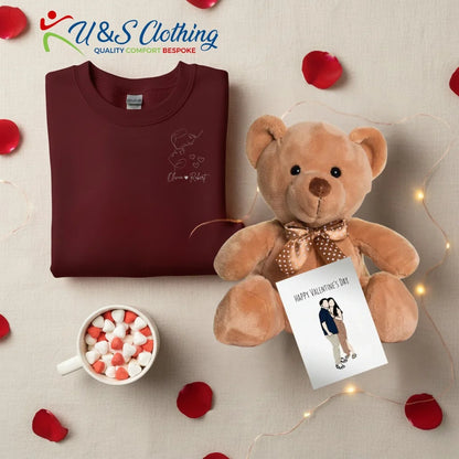 Couple Line Art Personalised Printed Gift Bundle with Sweatshirt For Her