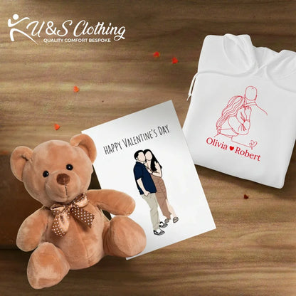 Couple Hug Personalised Printing Gift Bundle with Hoodie For Her