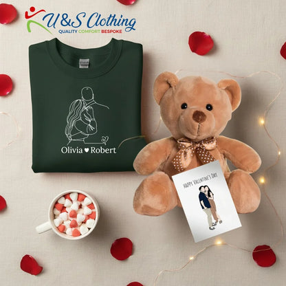 Couple Hug Personalised Printing Gift Bundle with Sweatshirt For Her