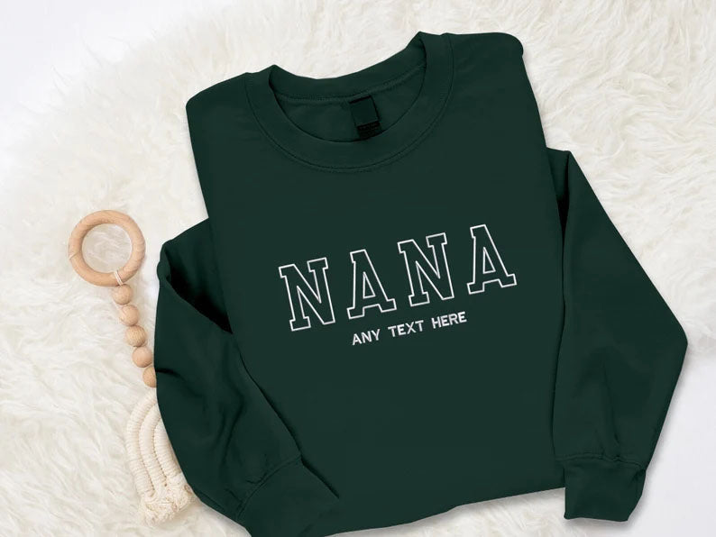 Embroidered Nana Sweatshirt, Custom Kids Name Matching Sweater, Personalised Name Crewneck Jumper, Grandma Sweatshirt, Nana Birthday Gifts