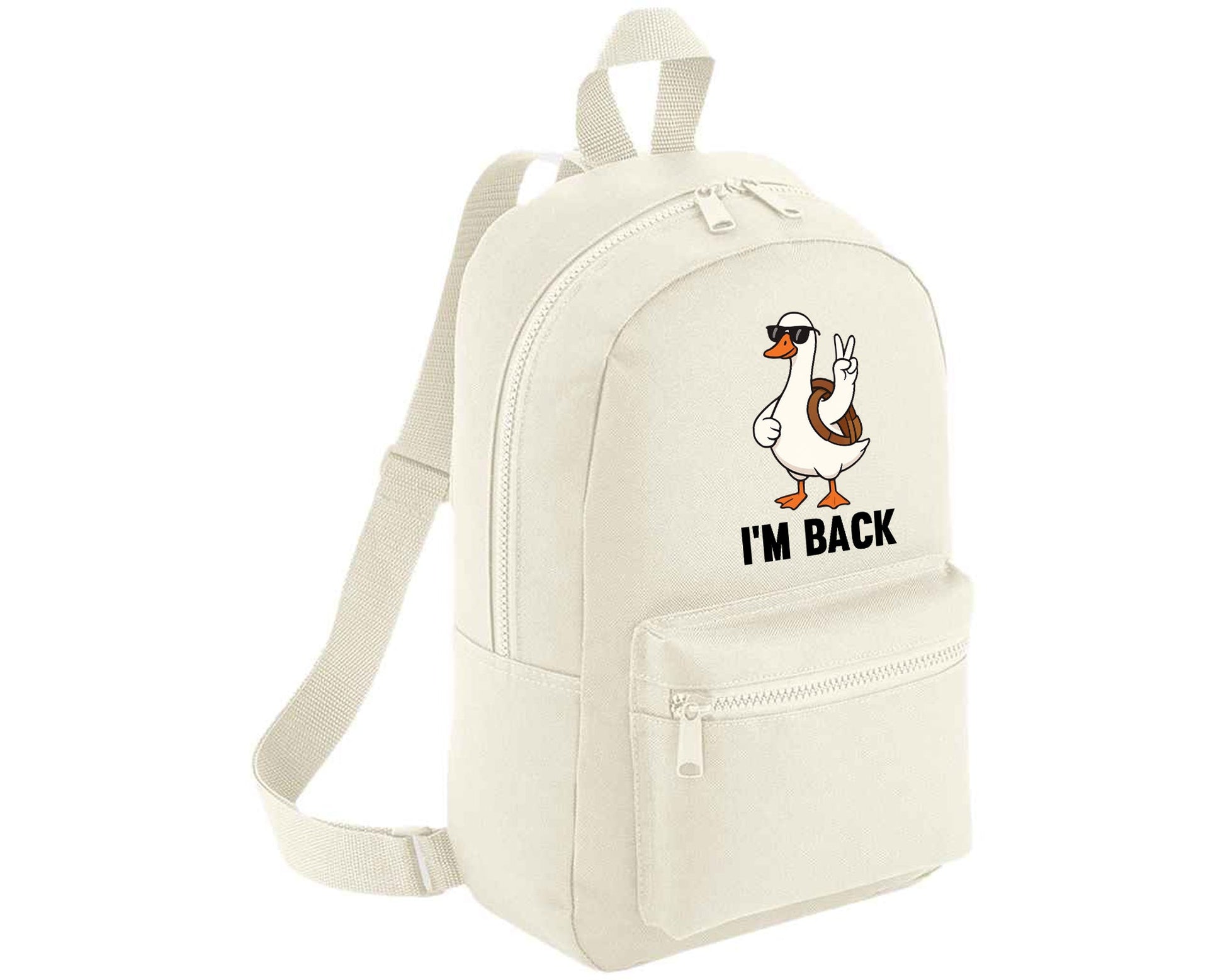 Back To School Kids Backpack, Duck I'm Back Printed Funny Cartoon Design Fashion Bag, Stylish, Lightweight & Ideal For Books, Supplies & Travel M8482