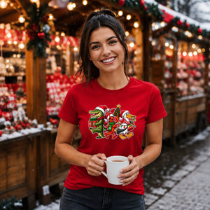 Quirky coastal animals graphic Christmas Ladies T-Shirt