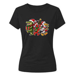 Quirky coastal animals graphic Christmas Ladies T-Shirt