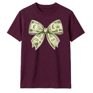 Quirky Money Banknote Bow Graphic Unisex T-Shirt
