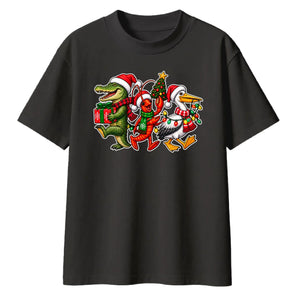 Quirky swamp animals graphic Christmas Oversized T-Shirt