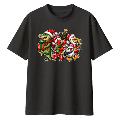 Quirky swamp animals graphic Christmas Oversized T-Shirt