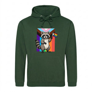 Raccoon Progress Flag Wave Pride Month Unisex Hoodie