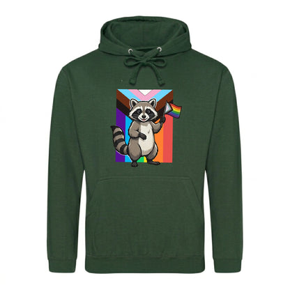 Raccoon Progress Flag Wave Pride Month Unisex Hoodie