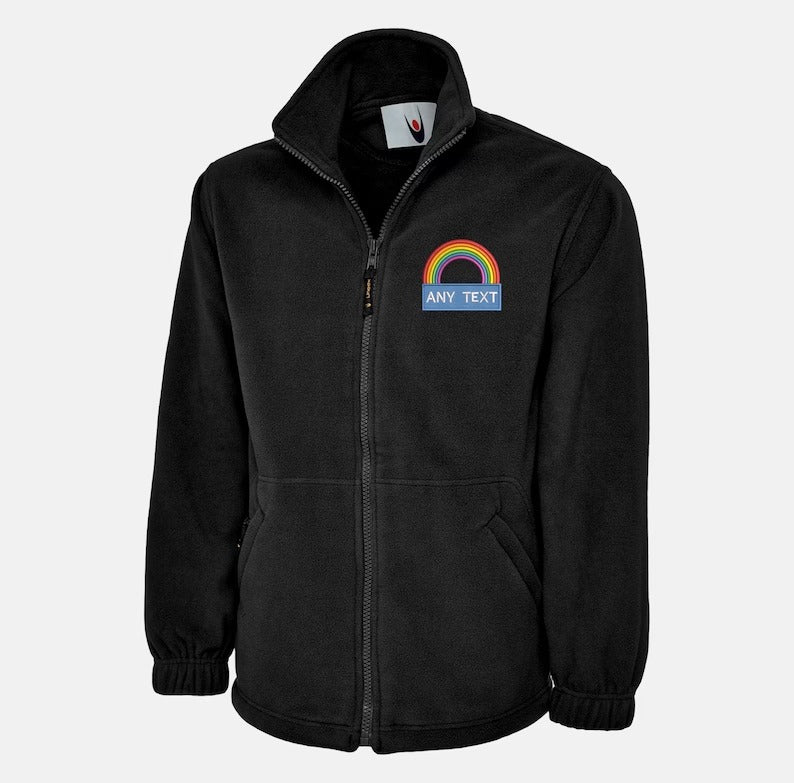 National Heroes Rainbow Embroidered Fleece Jacket, Customised Men Full Zip Jacket, Healthcare Staff Uniform, Thank You Nurse Gift for Doctor