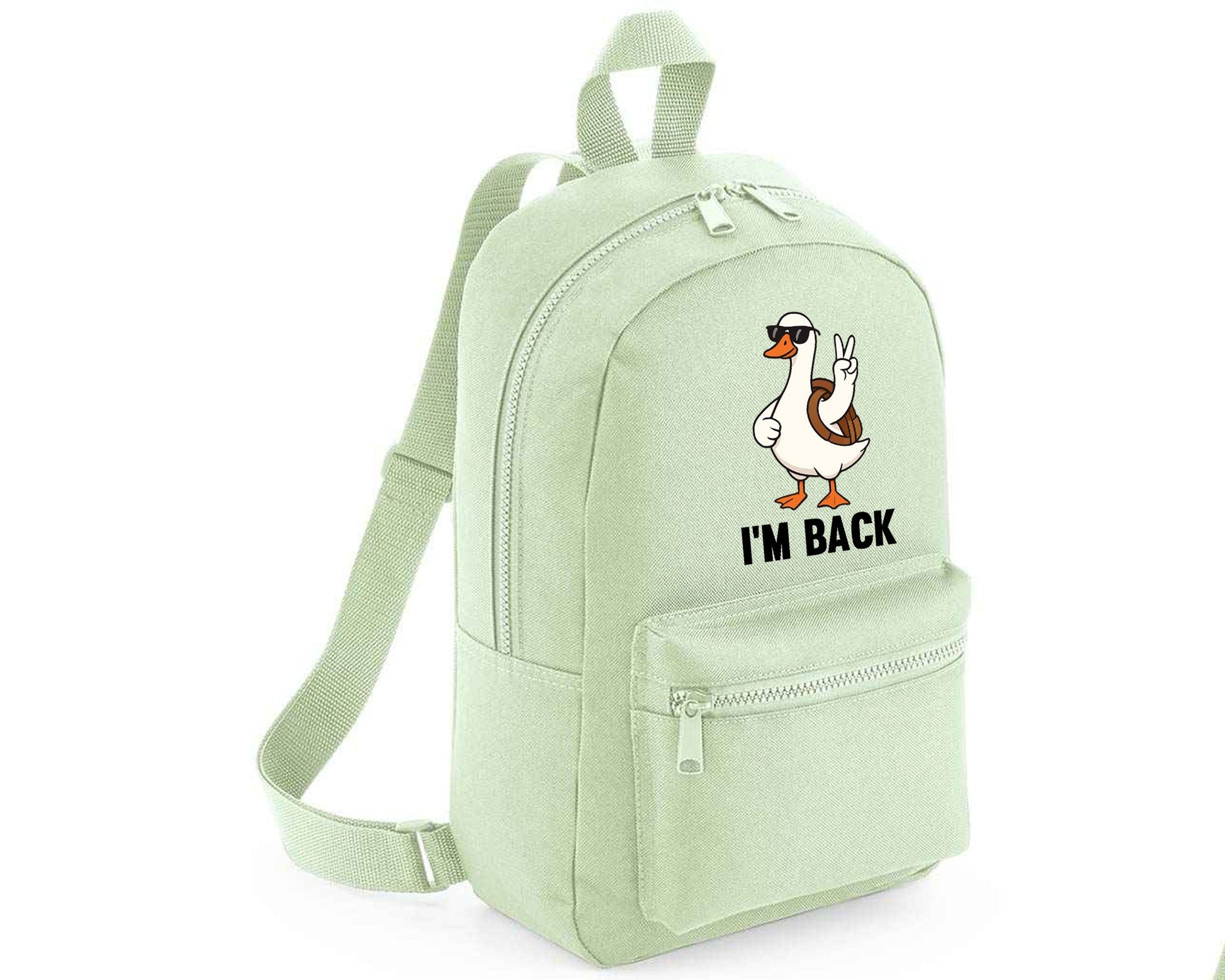 Back To School Kids Backpack, Duck I'm Back Printed Funny Cartoon Design Fashion Bag, Stylish, Lightweight & Ideal For Books, Supplies & Travel M8482