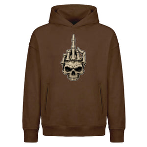 Rebellious skeleton middle finger Halloween Oversized Hoodie