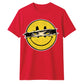 Edgy Ripped Smiley Face Anime Eyes Graphic Unisex T-Shirt