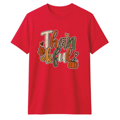 Leopard print thankful text art Thanksgiving Unisex T-Shirt