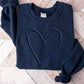 Valentine Heart Sweatshirt, Double Embossed Heart Crewneck Sweater, Valentine Day Puff Printed Jumper, Love Heart Sweater, Valentines Gift