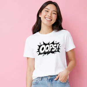 Retro Comic Explosion Oops Motif ladies fit T-Shirt